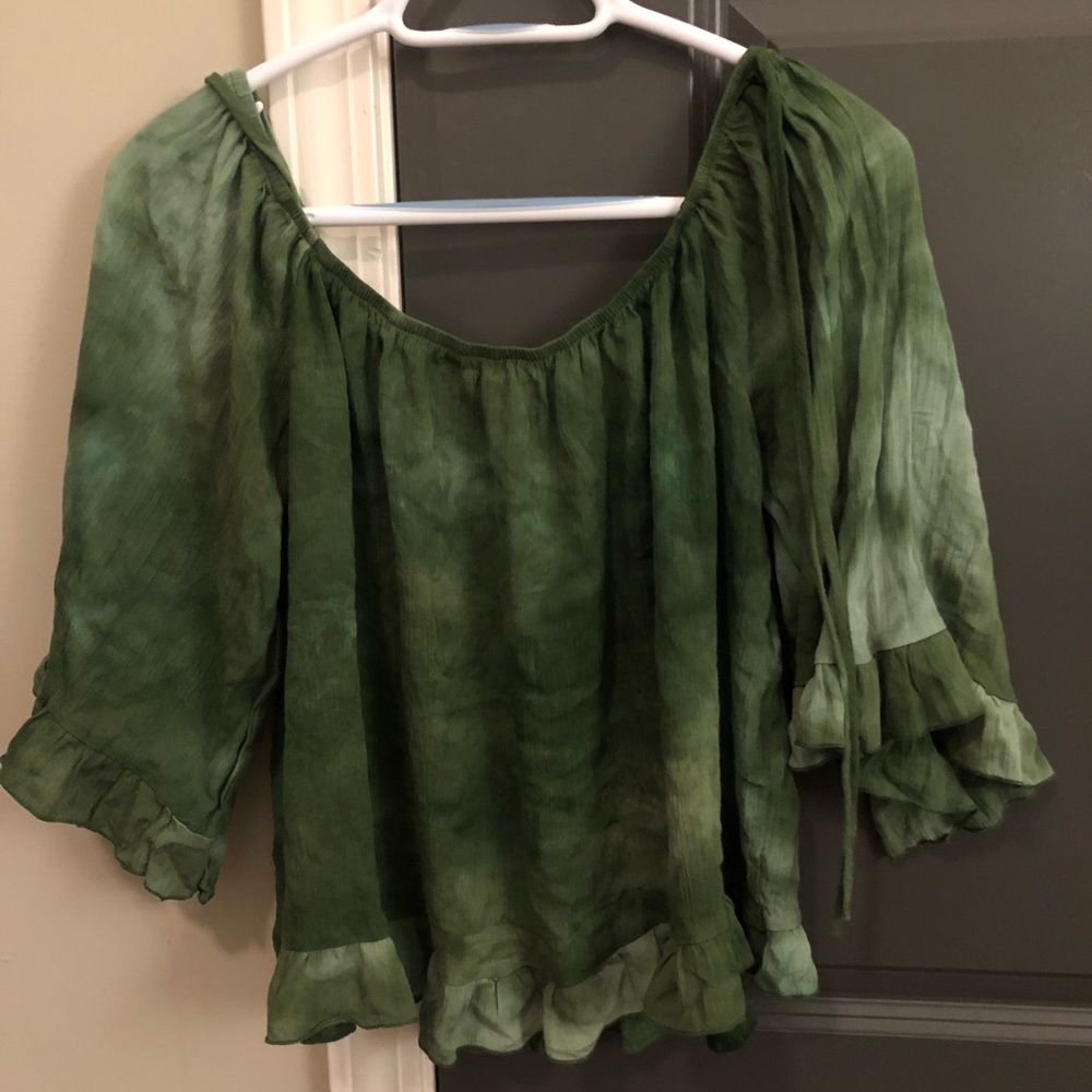 Off the shoulder green tie dye top